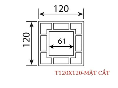 TRỤ GỖ NHỰA T120X120 MC 120mm