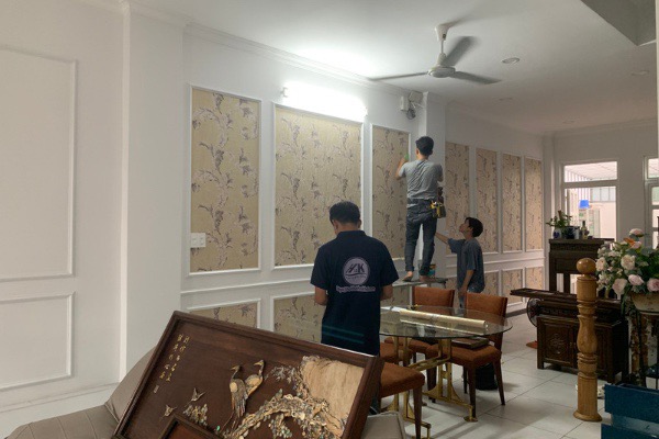 Thi công giấy dán tường châu âu F