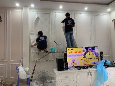 thi công giấy dán tường tân cổ điển
