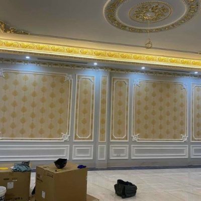 vải dán tường cổ điển phòng khách